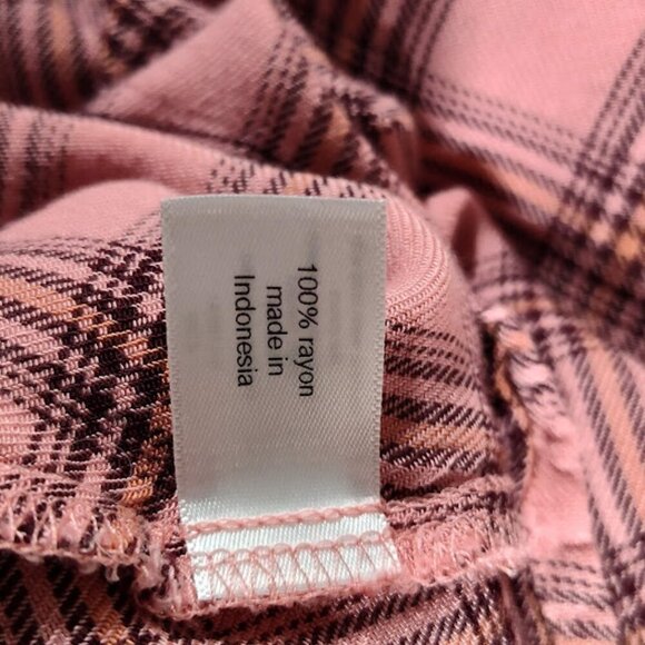 Lane Bryant Women's Plaid Peplum Blouse Square Plus Size 20 Pink and Brown - Picture 9 of 10